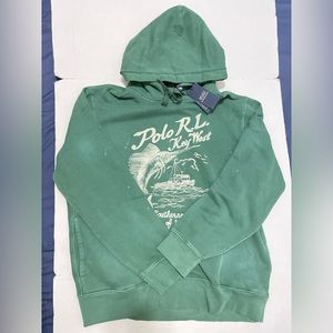 NEW MEN'S POLO RALPH LAUREN KEY WEST FLEECE HOODIE IN GREEN